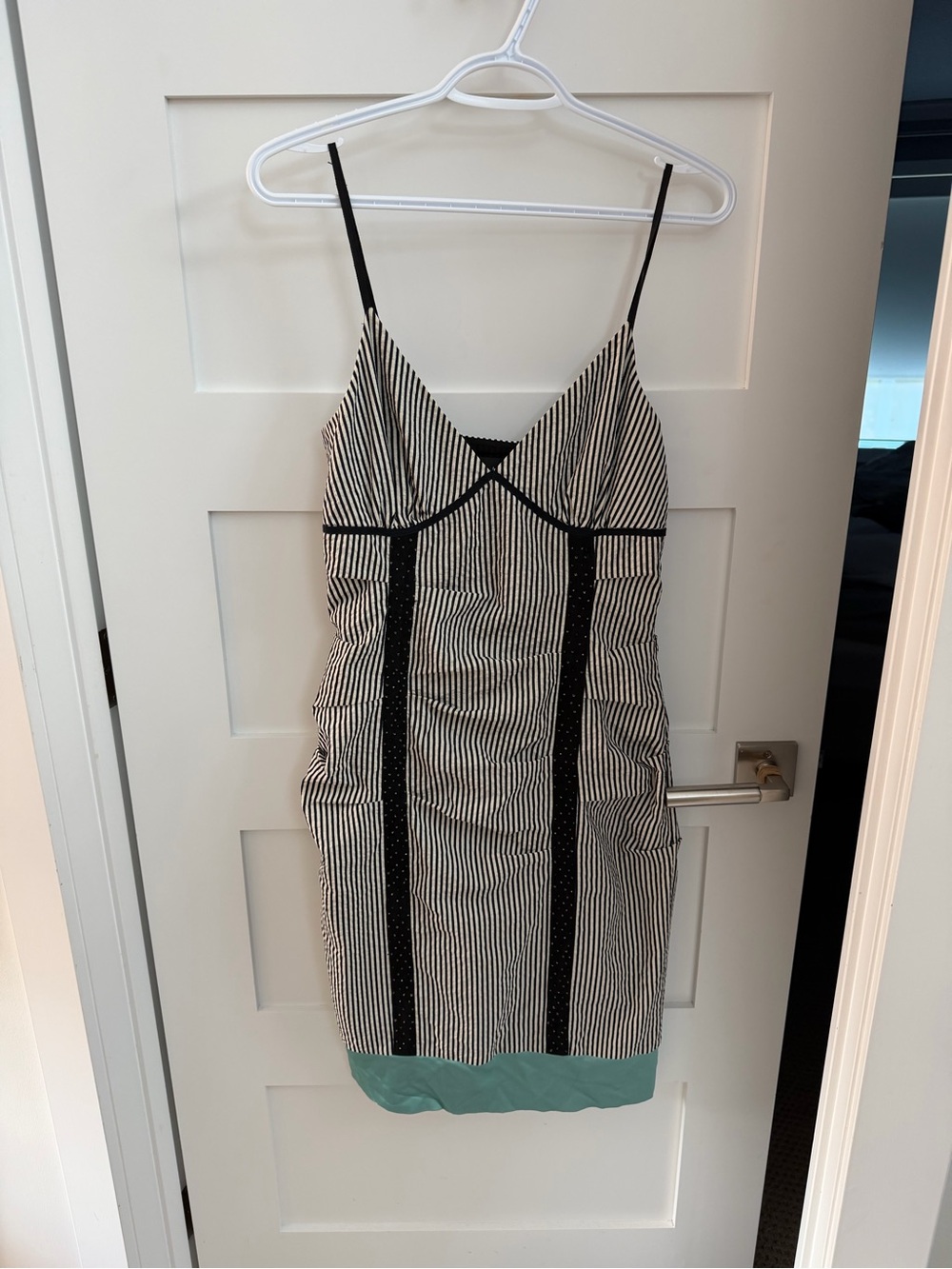 Nicole Miller - Striped Slip Dress with Mint Hem
